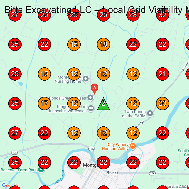 Bitts Excavating LLC GeoGrid visibility map for Excavating Contractor in Wallkill